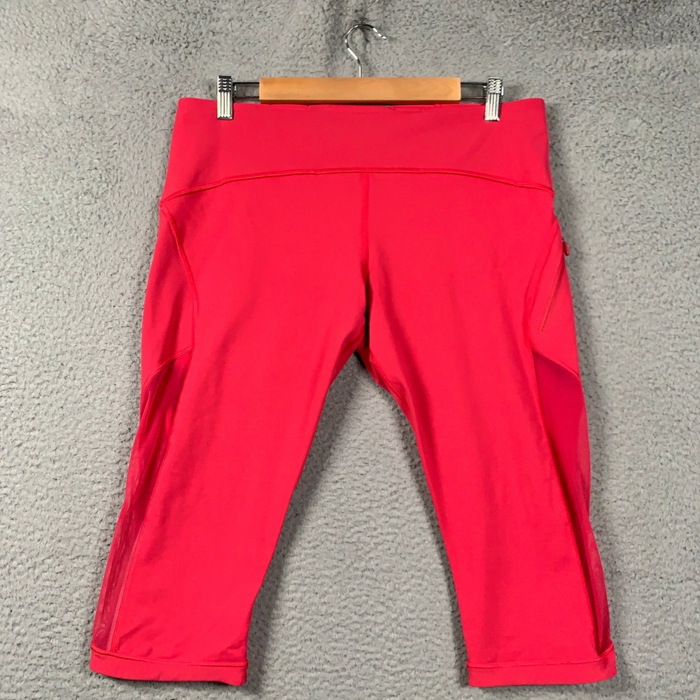 Lululemon Time To Sweat Crop Leggings Women's 12 Red Athletic Running Yoga Pants